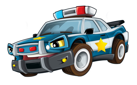 Cartoon police car - illustration for the children