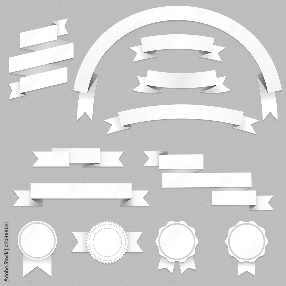 Wall mural set of blank banners and ribbons with shadows