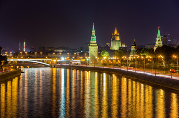 Fototapeta na wymiar View of Moscow Kremlin by night - Russia