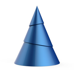 Fototapeta premium Blue stylized Christmas tree isolated on white background