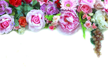 brightly colored artificial flowers