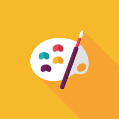 Art palette with paint brush flat icon with long shadow,eps 10