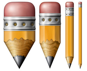 Four Pencils From Short and Fat to tall and Skinny