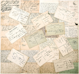 vintage postcards. handwritten undefined texts