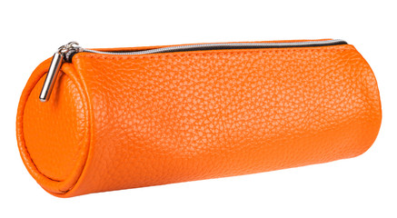 leather pen case isolated on white background