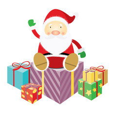 Santa Claus sitting on a present -Isolated on a white background