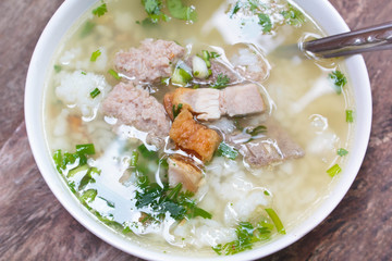 Rice porridge with pork.