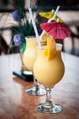 fresh fruit mango shake in glass