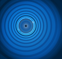 Eye ball on ripple blue background