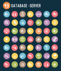 49 Database server flat icons,color vector