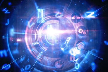 Blue and red technology interface