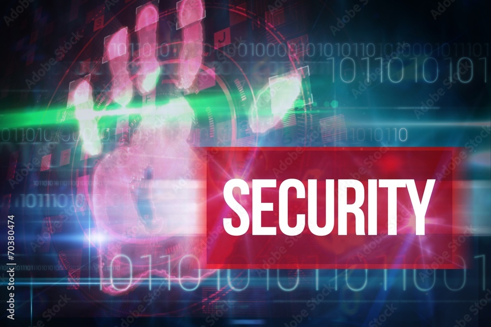 Aufkleber Security against blue technology design with binary code