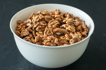walnuts in white bowl