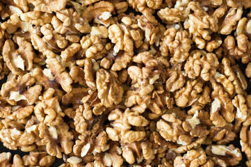 walnuts on the black background