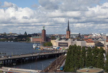 Fototapeta na wymiar Вид на Стокгольм со смотровой площадки Катарина Хисс. Швеция