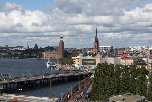 Вид на Стокгольм со смотровой площадки Катарина Хисс. Швеция