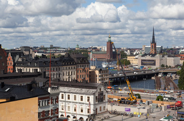 Fototapeta premium Вид на Стокгольм со смотровой площадки Катарина Хисс. Швеция