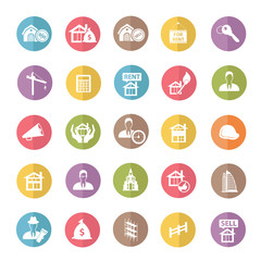 Real estate icons,colors vector