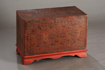 Old decorated wooden trunk