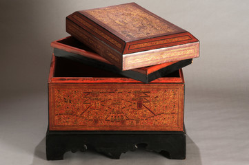 Old decorated wooden trunk