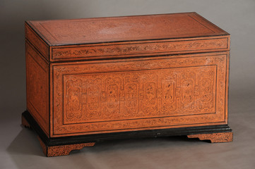Old decorated wooden trunk