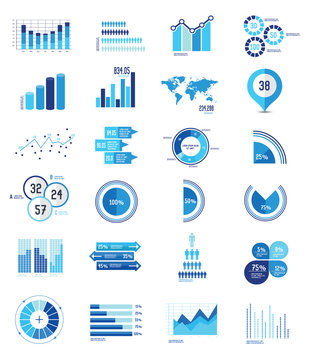 24 icons Infographics Data analysis on white background,vector