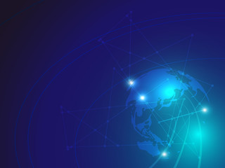 blue line world globe background vector illustration