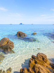 Beach rock with clean water at Pulau Perhentian, Malaysia