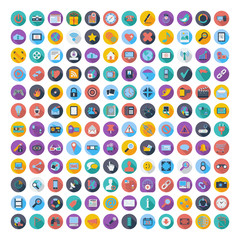 Social media and network color flat icons.