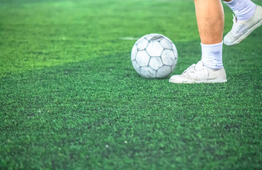 Obraz premium Detail of a soccer game with players in action.