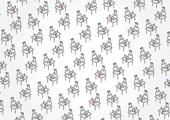 people working on computer set