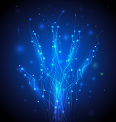 Abstract technology with  circuit  lines in hand shape
