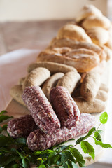 Italian salami with bread