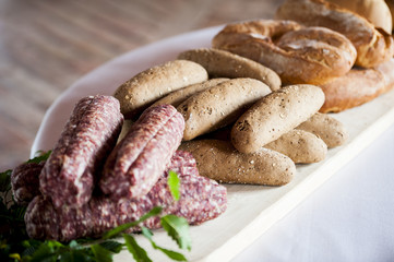 Italian salami with bread