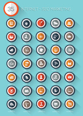 Internet SEO and marketing icon set on white background