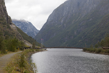 Гудванген начало Нейрофьорда. Норвегия.