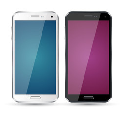 Realistic mokup smartphone white and black