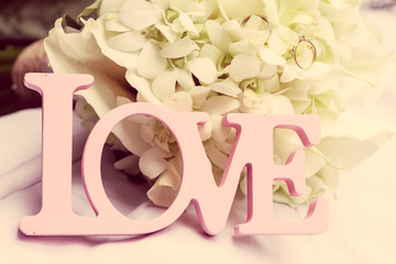 love word as wedding decoration detail