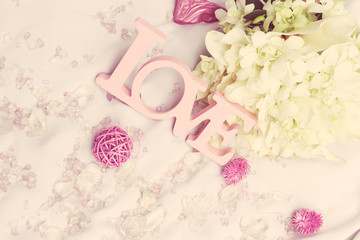 love word as wedding decoration detail