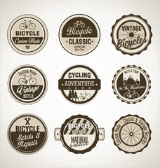 Bicycle retro brown badge collection