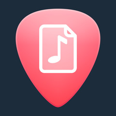 Guitar pick with a musical partiture sign