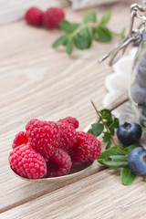spoon of fresh raspberries