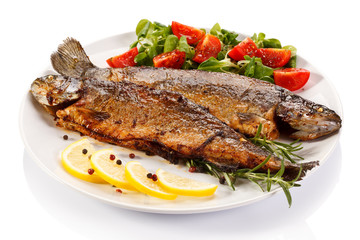 Fish dish - fried fish fillet with vegetables
