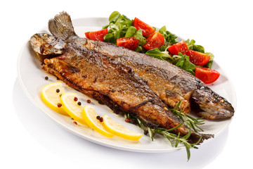 Fish dish - fried fish fillet with vegetables