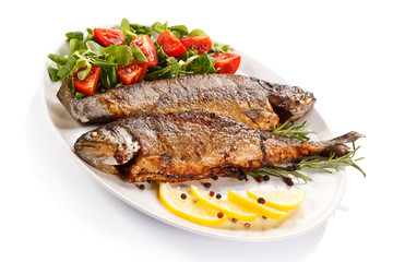 Fish dish - fried fish fillet with vegetables