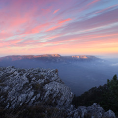 Evening in mountains.