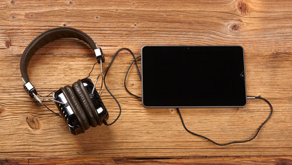 Tablet with headphones