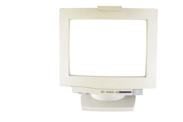 old monitor isolate on white background