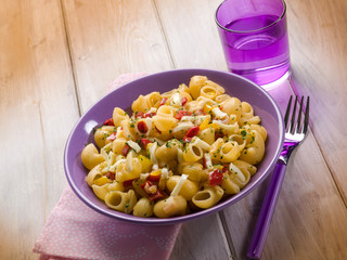 pasta with capsicum and scamorza cheese