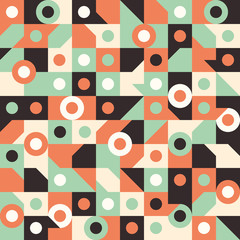 Seamless pattern with circles in squares.